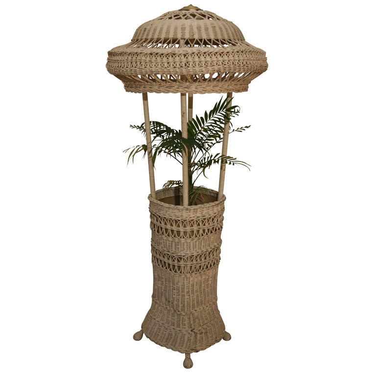 Wicker Floor Lamp/Fernery For Sale